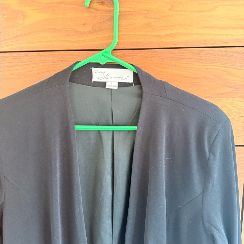 Vintage Havana black open from no collar blazer/jacket Size L - Picture 5 of 8
